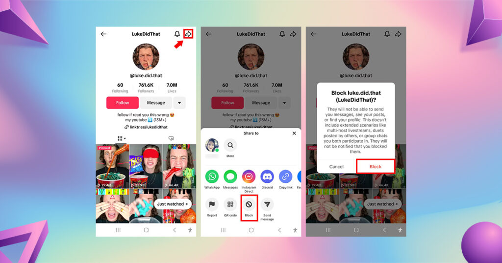 blocking via tiktok mobile app