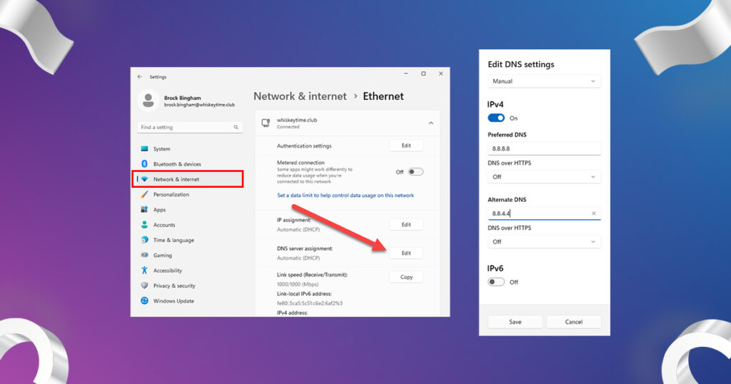 steps to modify dns settings