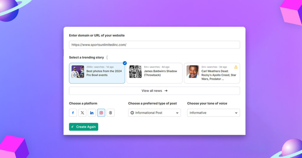 Semrush (AI Social Media Post Generator)